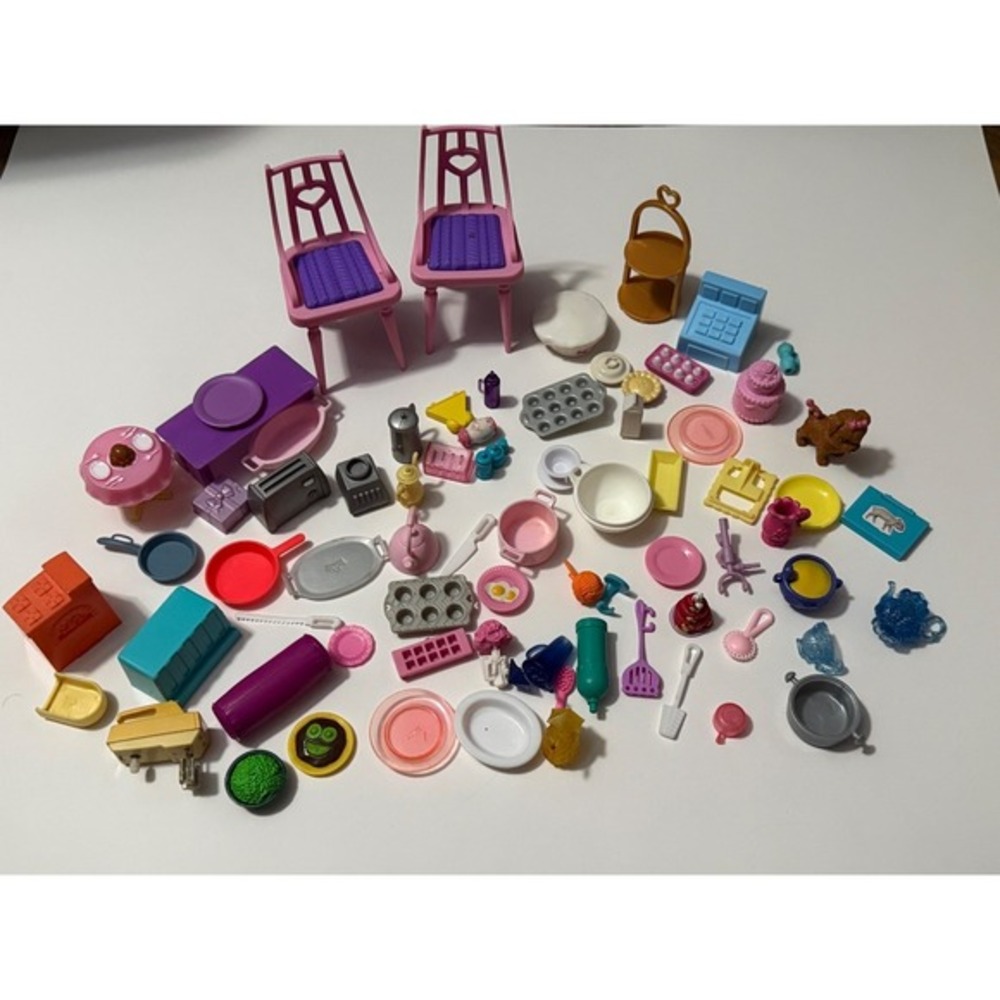 Barbie Kitchen Furniture Accessories Lot Chairs Food Cookware Appliances +‎
